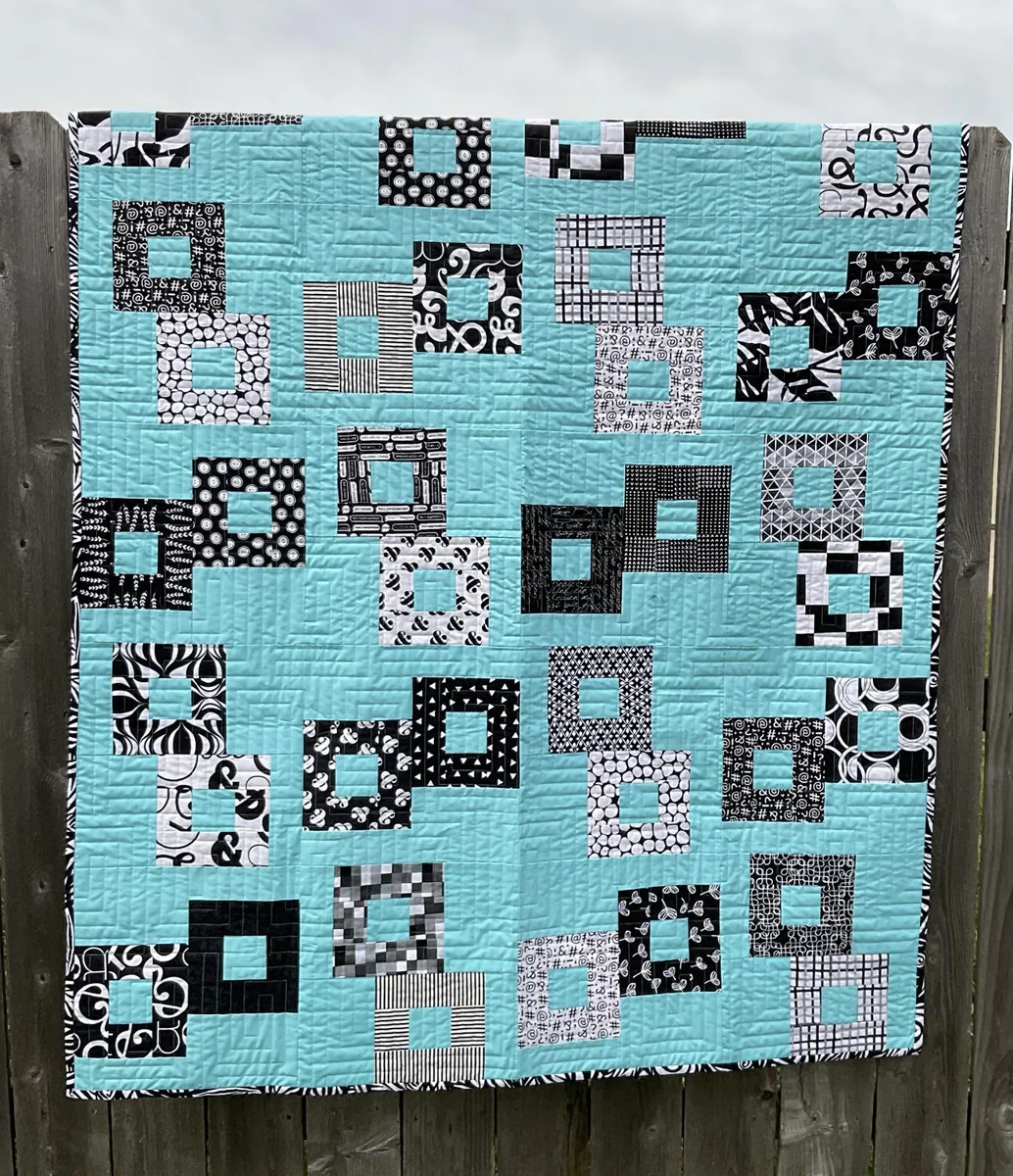 Quilt-Gemini Villa Rosa Blue --52"x65"