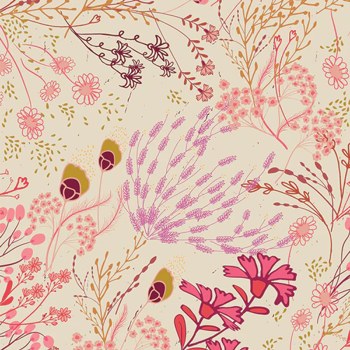 Remnant - Cream Meadow Rayon Challis - 2.11yd