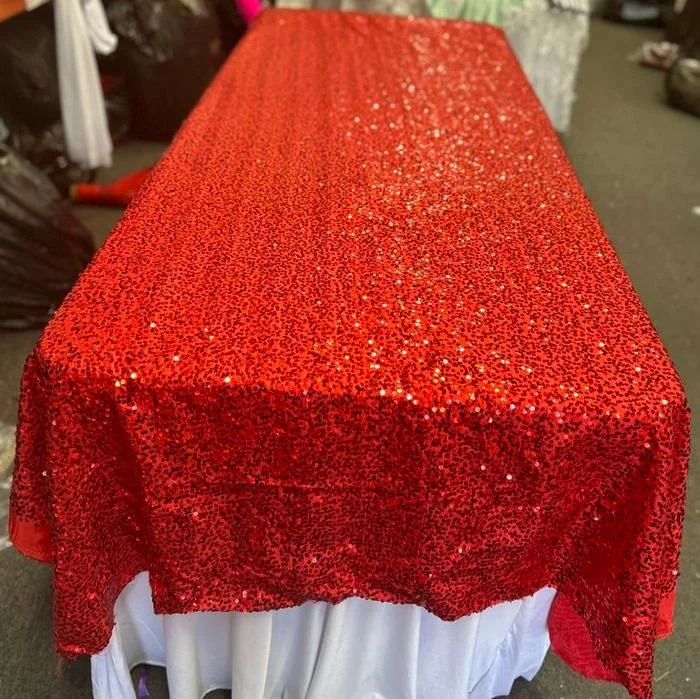 Rectangle Sequin Taffeta Tablecloth 55 by 108 Inches