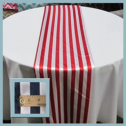 Red Table Runners - Striped 1-inch Charmeuse 12” x 108"