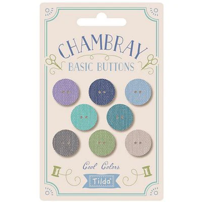Tilda Chambray Buttons in Cool Colors (16mm)