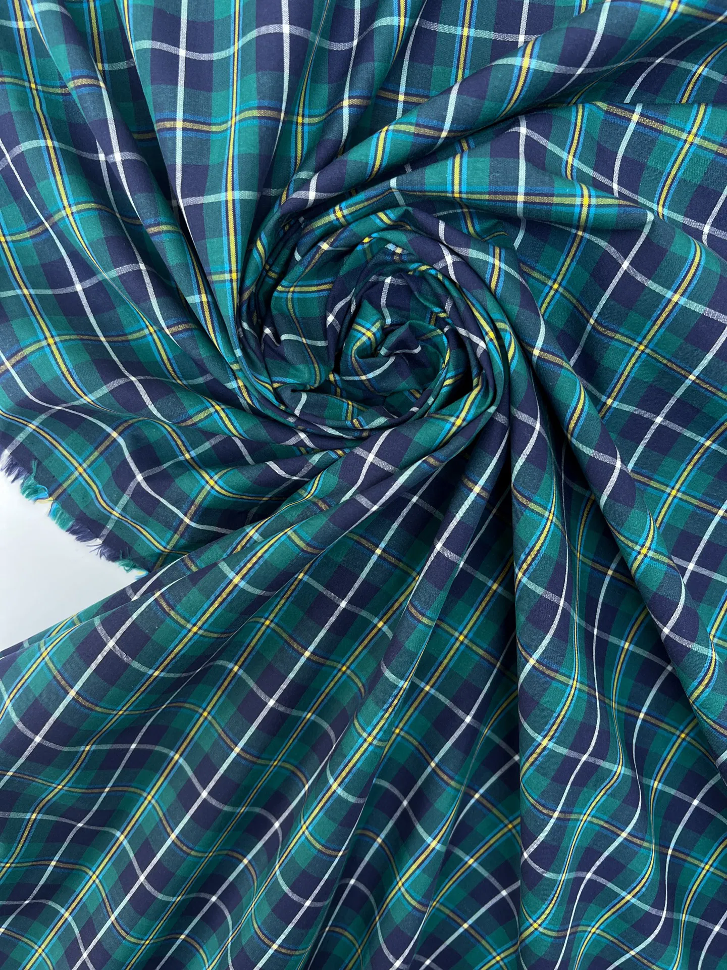 Cotton Shirting - Green and Blue Plaid