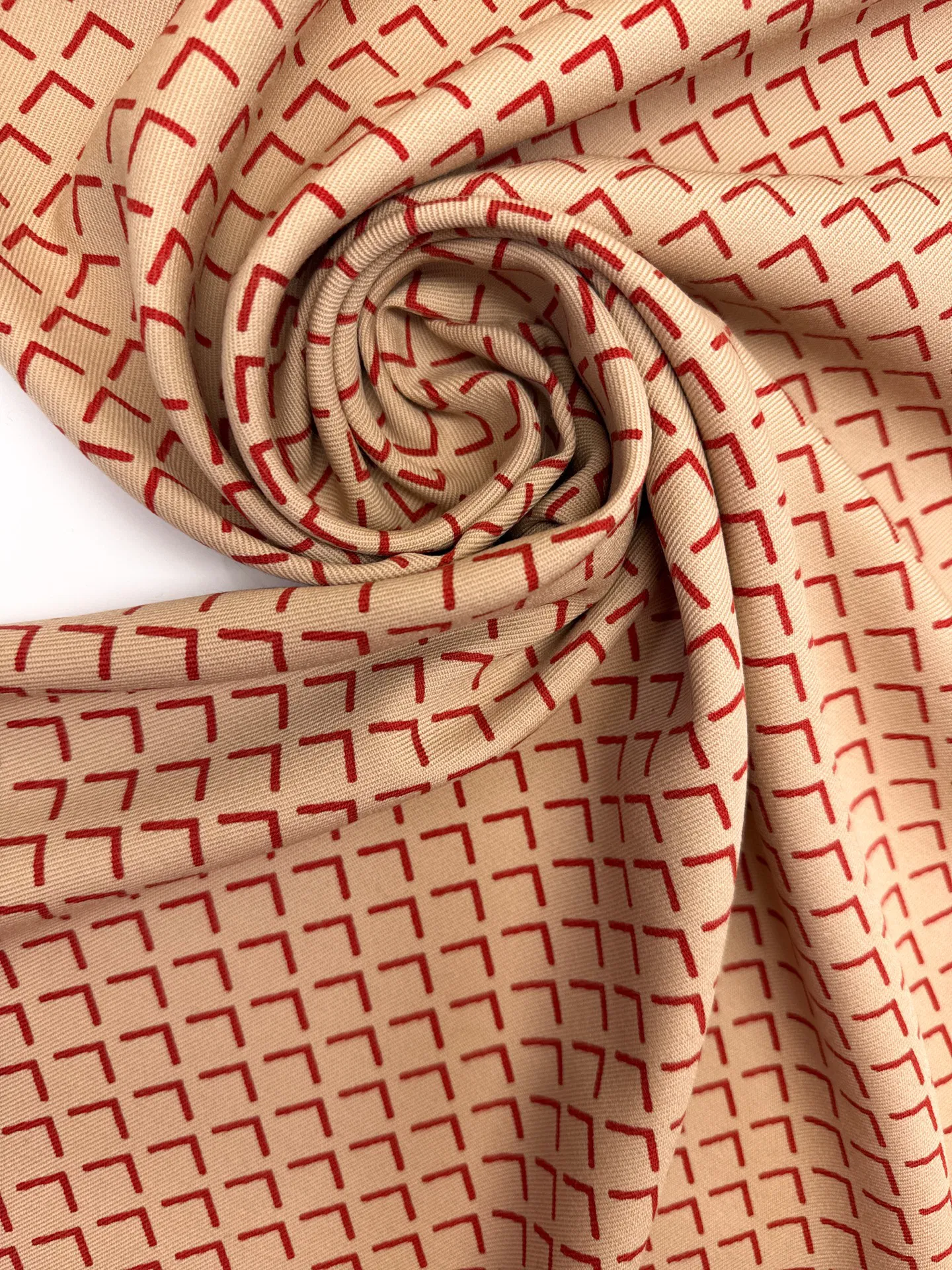Wool Suiting - Beige with Red Diamonds