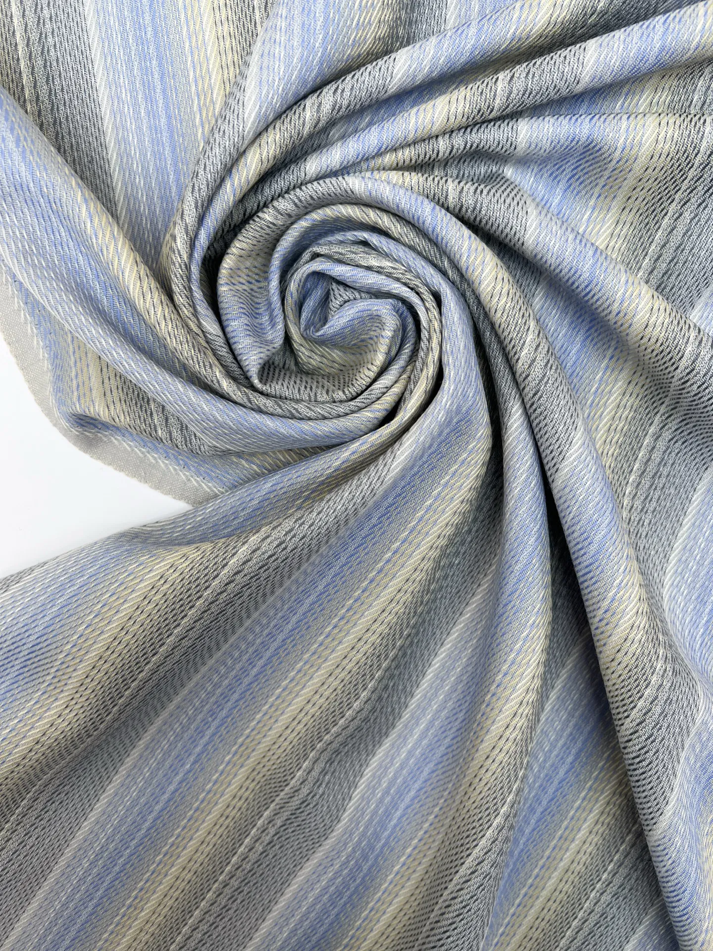 Wool Suiting - Light Blue and Gray Soft Stripes