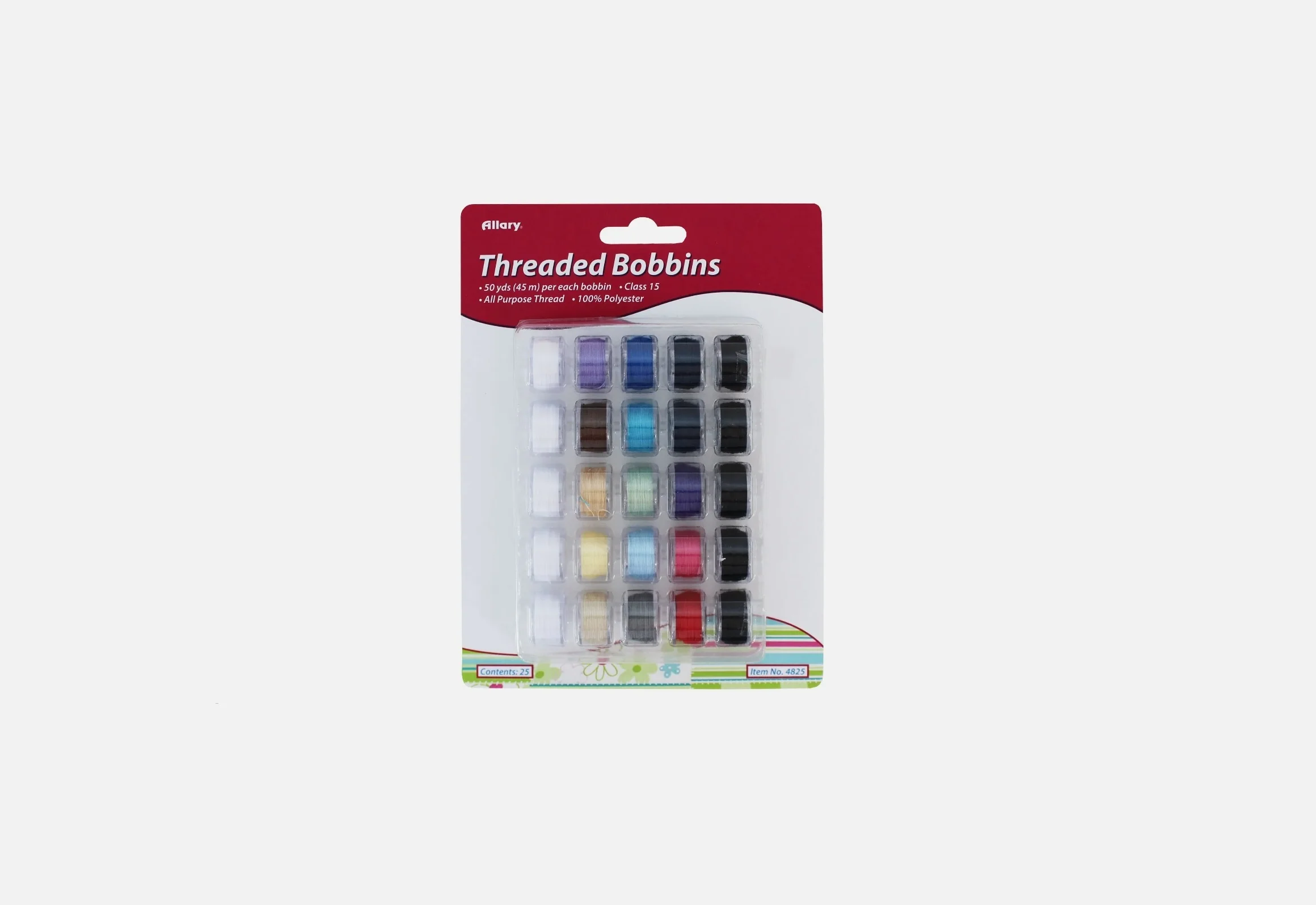 Threaded Bobbins 25/Pkg-Assorted Colors♡