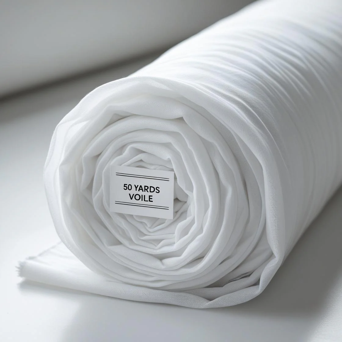50 Yard Continuous Pieces White Voile Fabric Roll – 120” Wide Sheer Draping for Weddings & Backdrops | Free Shipping