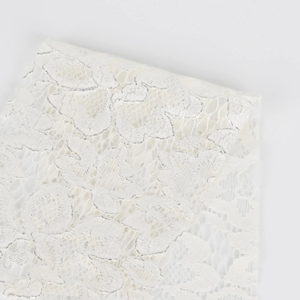 Silver Foil Lace - White