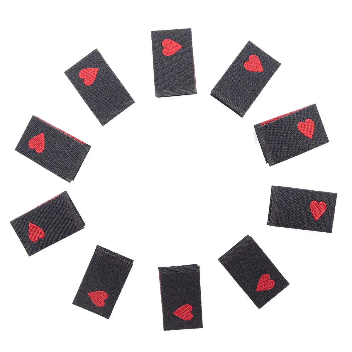 Woven Labels | Red Hearts |10 Pack