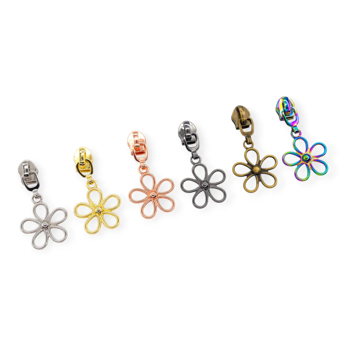 #5 Zipper Pulls - Large Flower - Set of 4