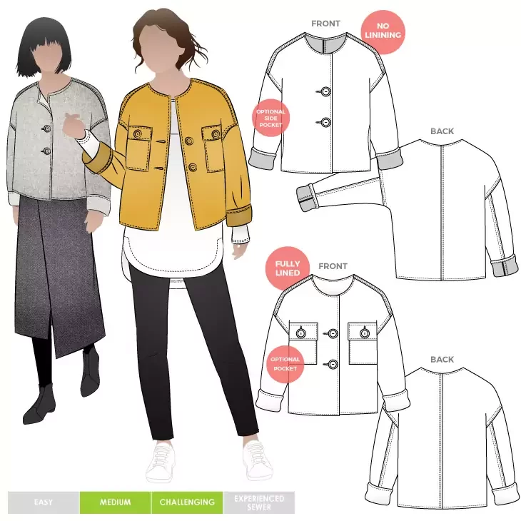Pattern - Style Arc - Adelaide Woven Jacket - 2 size ranges