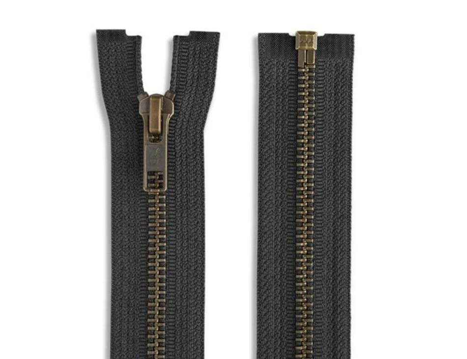22" Antique Brass Separating Zipper Black