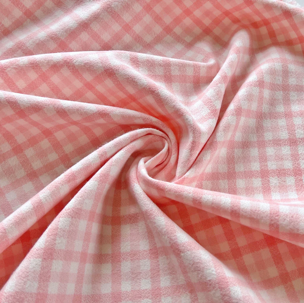 Remnant - Ballerina Pink Tartan Cotton Flannel - 0.52yd