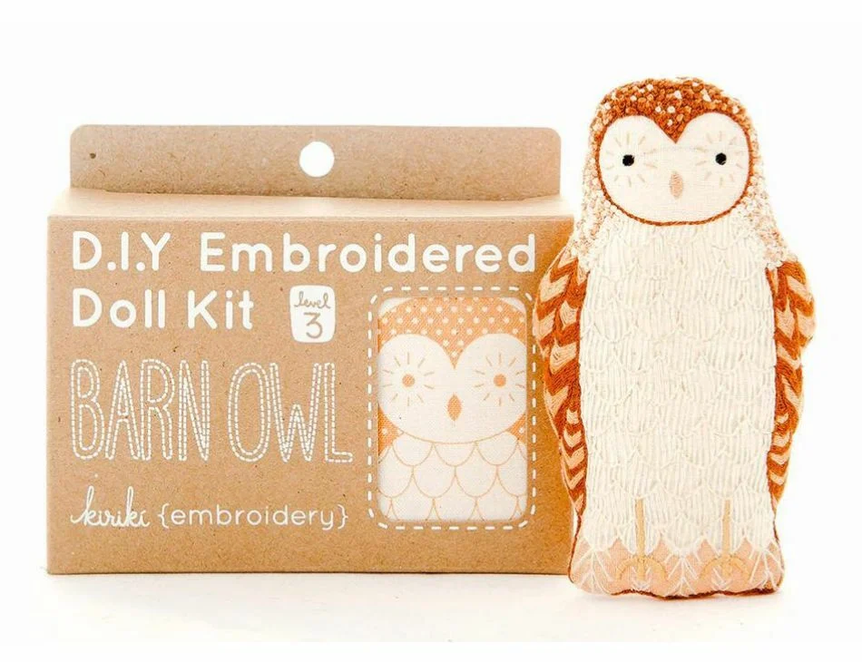 Barn Owl Embroidered Doll Kit