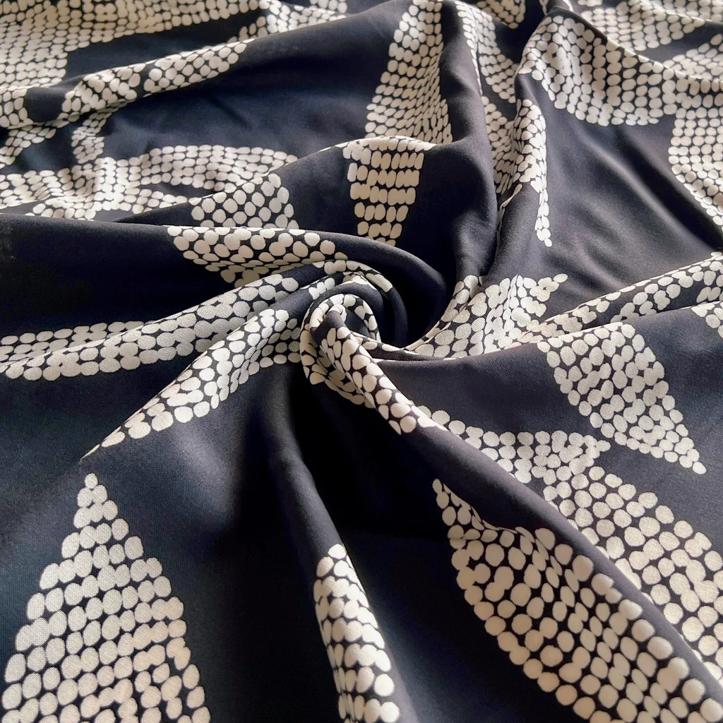 Remnant - Black and White Kaola Ecovero Twill - 0.5yd