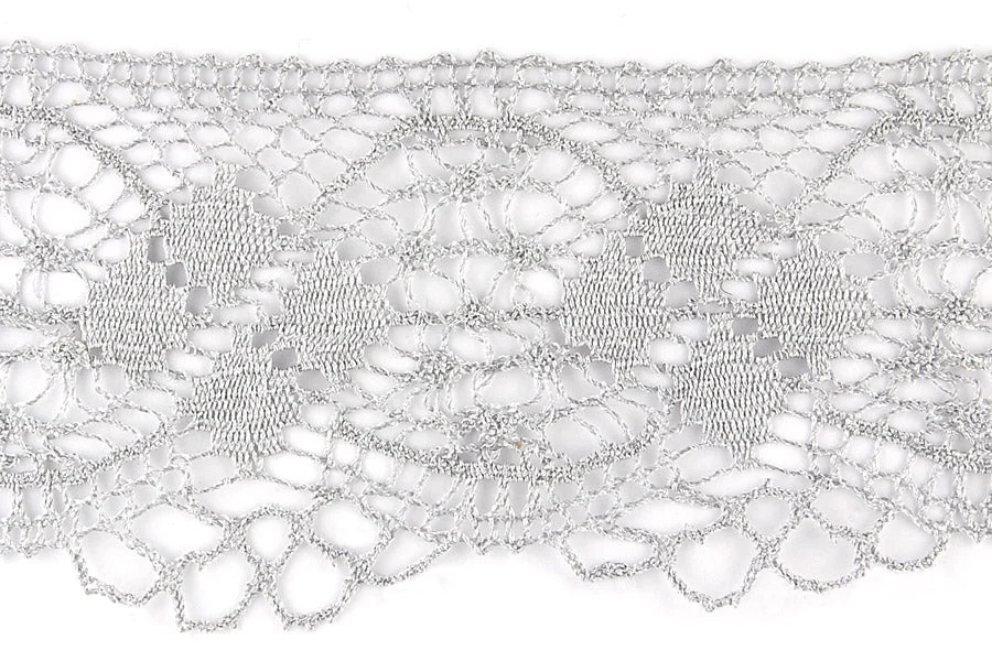 3" Silver Metallic Edging Lace (Made in England)