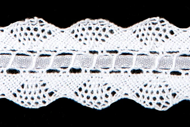 1" White Beribboned Crochet Galloon Lace