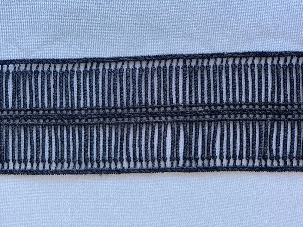 2 1/2" Designer Jet Black Cotton Venise Lace Trim (Made in Italy)