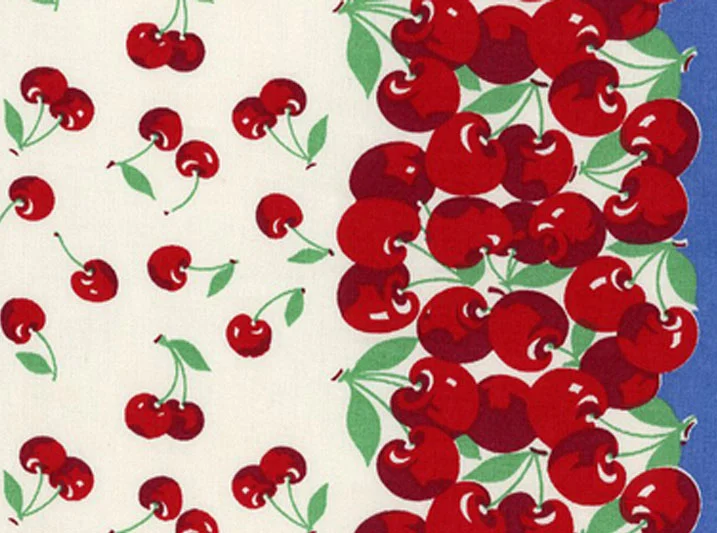 Cherry Border Toweling Blue