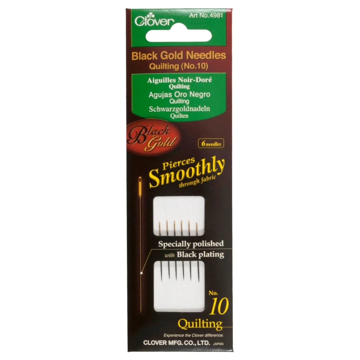 Clover Hand Sewing Needles Black Gold: Quilting Size 10