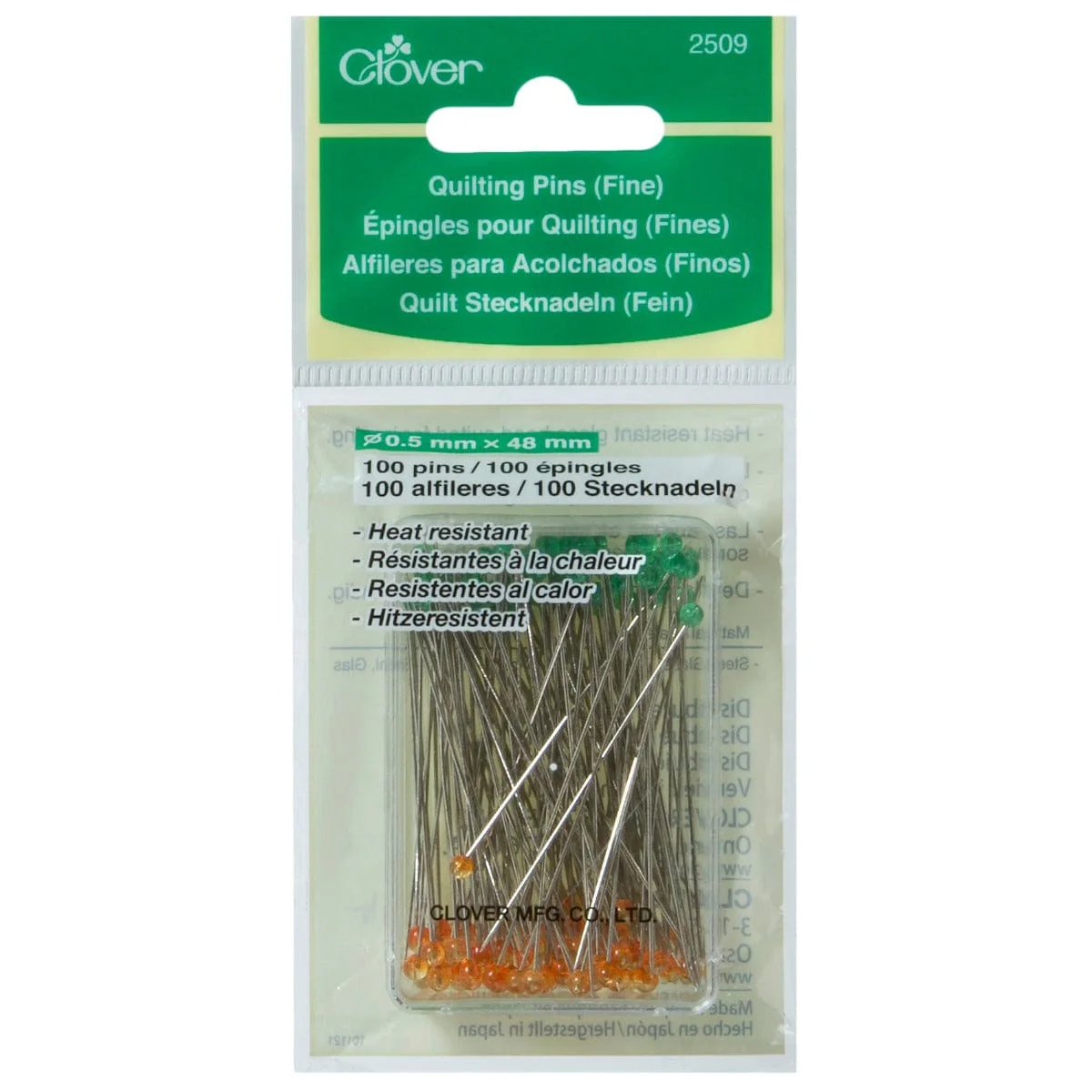 Clover Quilting Pins: Fine: 100 Pieces