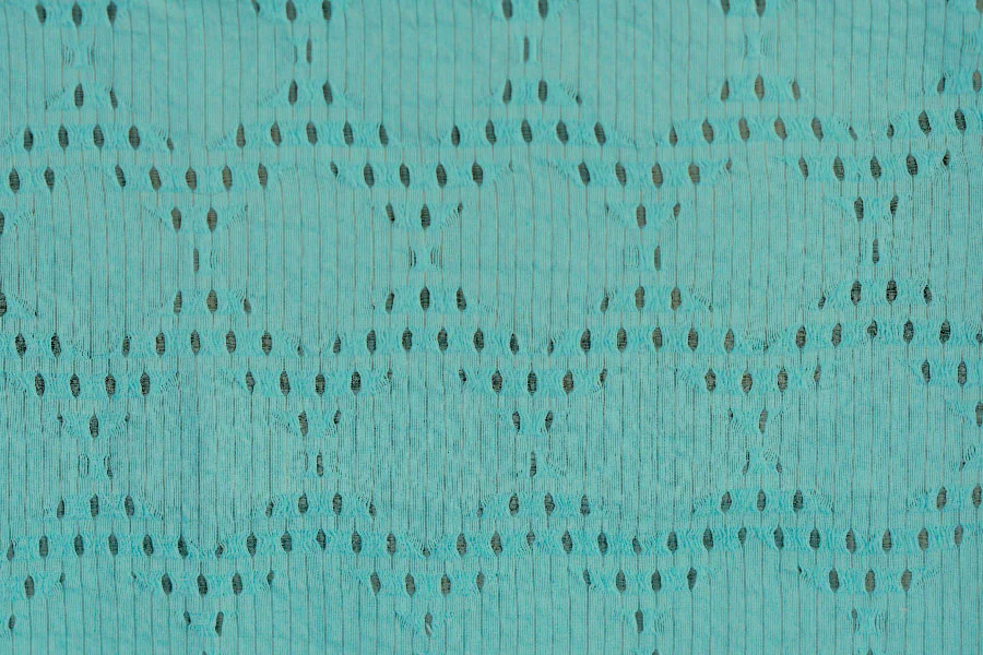 Unique Turquoise Blue Mock Eyelet Cotton