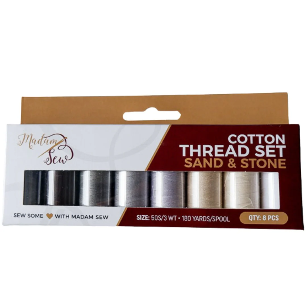 Cotton Thread- For Quilting and Sewing! - Sand & Stone Set - 8 Spools, 180 Yards Each