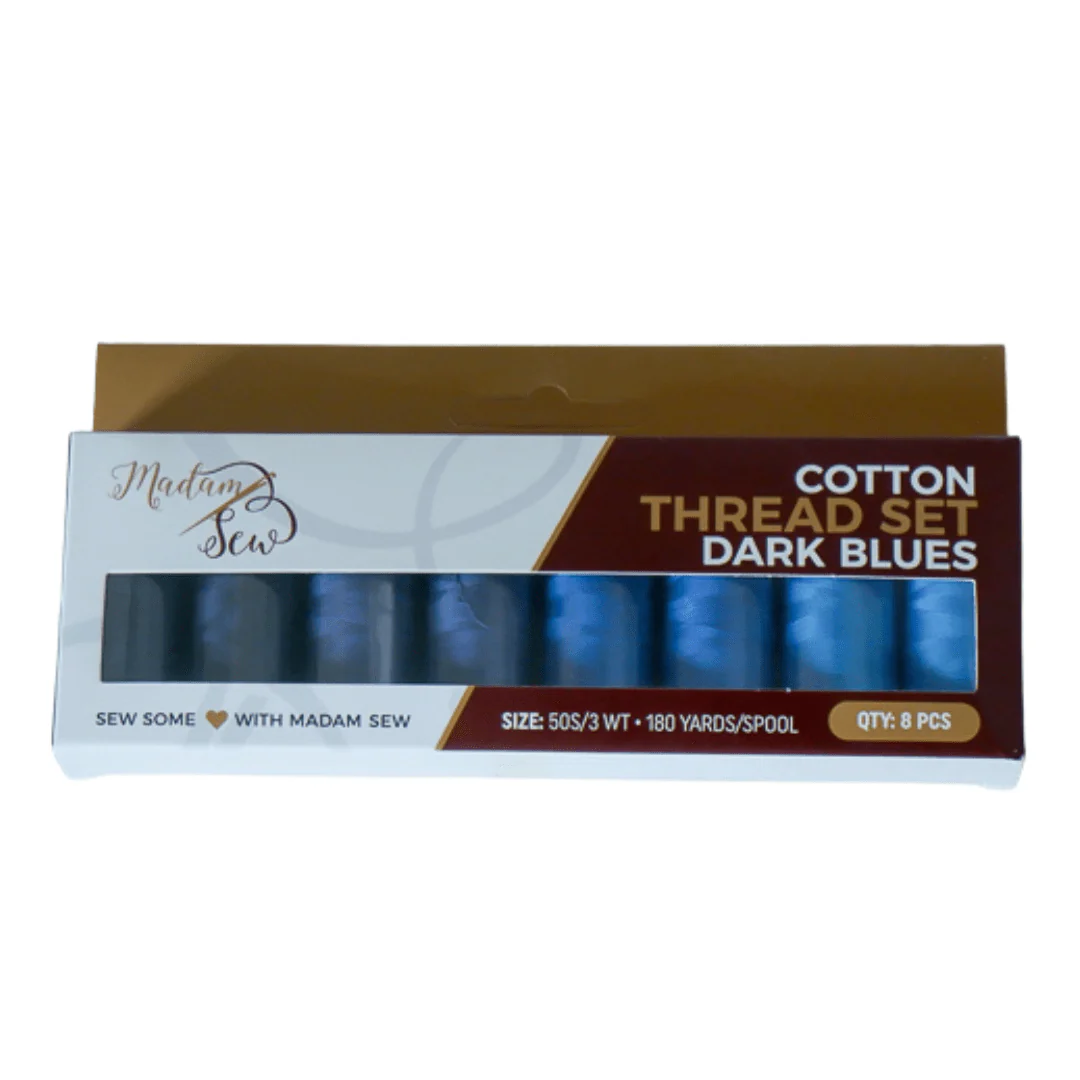 Cotton Thread Sets - Dark Blues!For Quilting and Sewing - 8 Spools, 4 Colors, 180 Yards Each