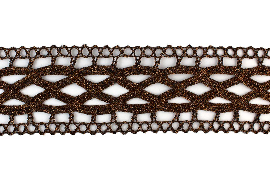 2" Bronze Metallic Crochet Insertion Lace (Made in England)