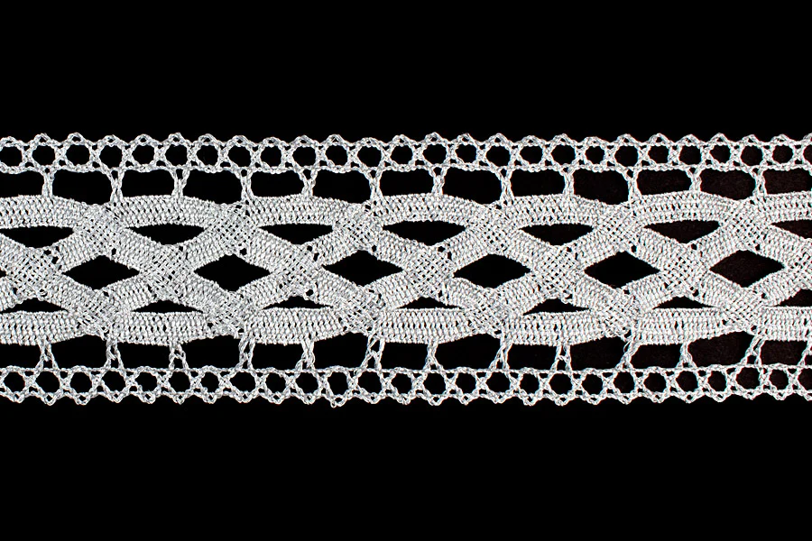 2" SilverMetallic Crochet Insertion Lace (Made in England)