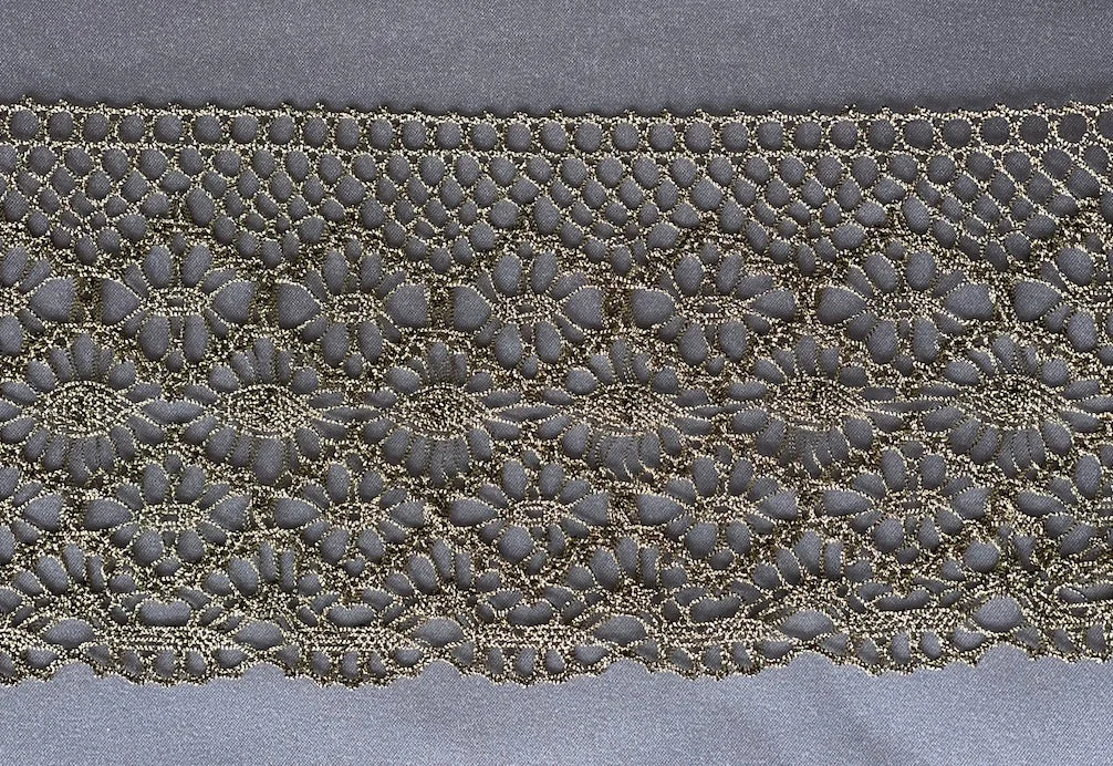 3 3/4" Antique Gold Metallic Crochet Lace (Made in England)