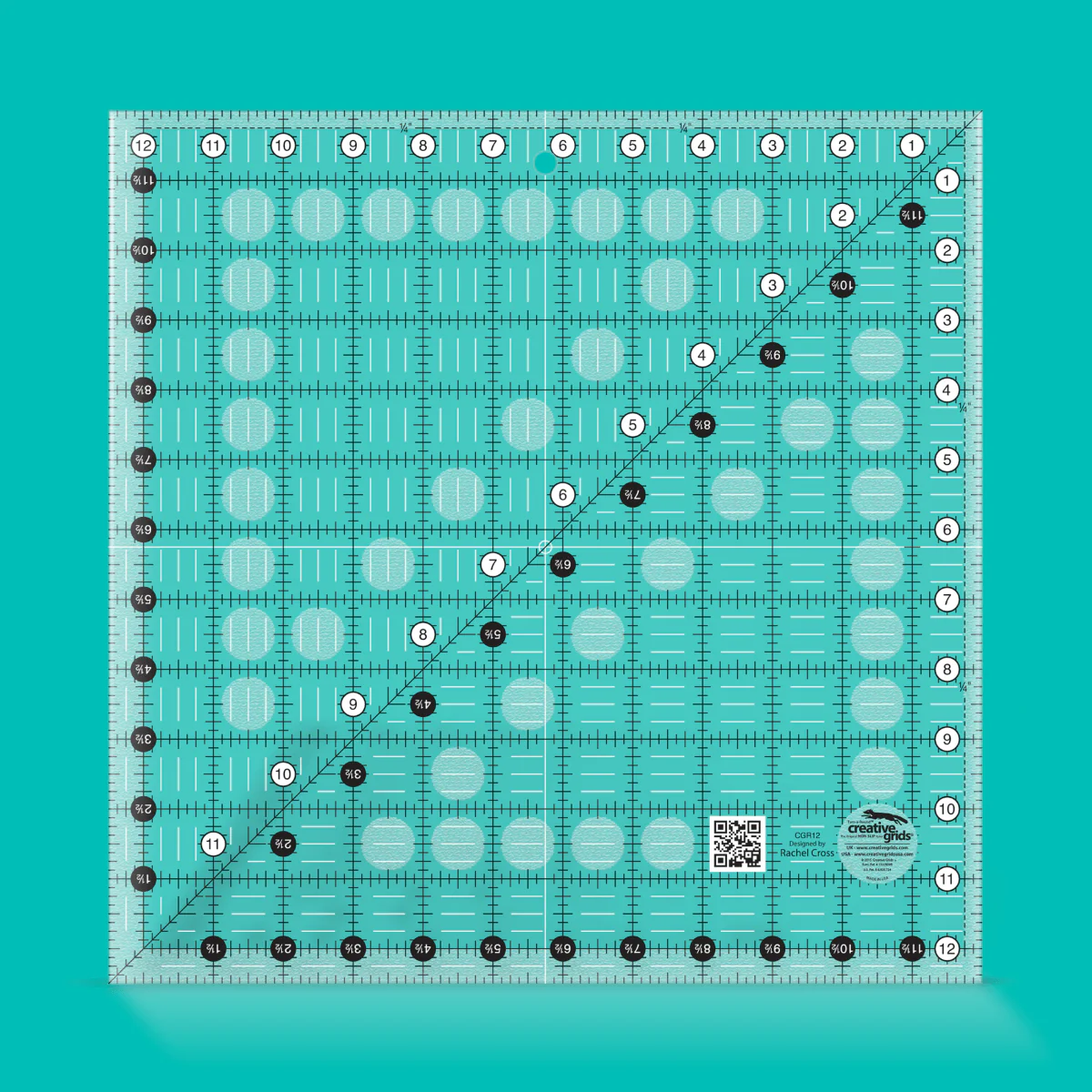 Creative Grids Non slip: 12½" x 12½" Square Quilt Ruler