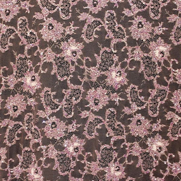 Floral Embellished Lace - Pink/Purple
