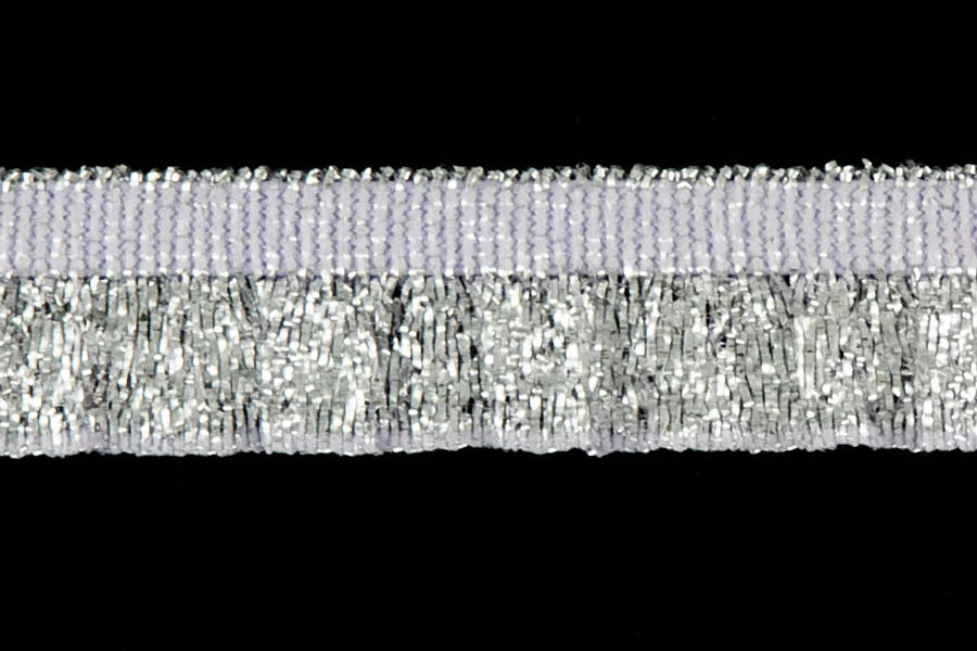 1/2"Ivory & Silver Metallic Ruffled Elastic