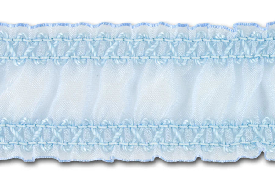 1 1/2"Blue Sheer Ruched Elastic (Made in England)