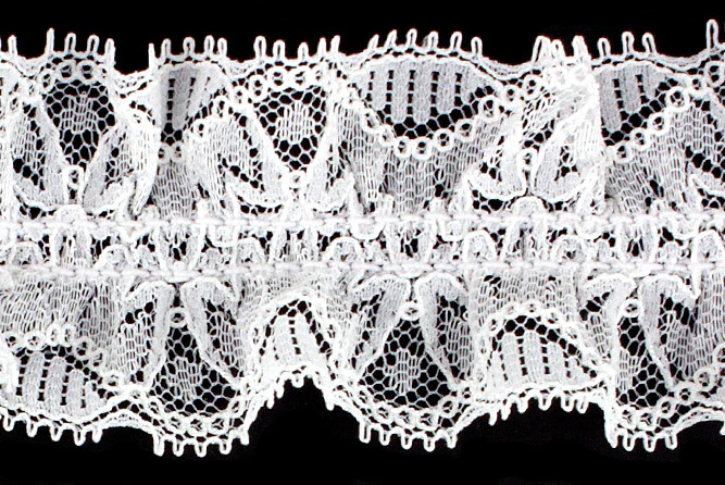 1 1/2"White Lace Ruffled Elastic (Made in England)
