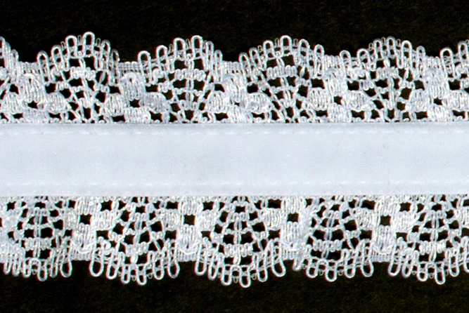 1 1/4" White Stretch Velvet & Lace (Made in England)