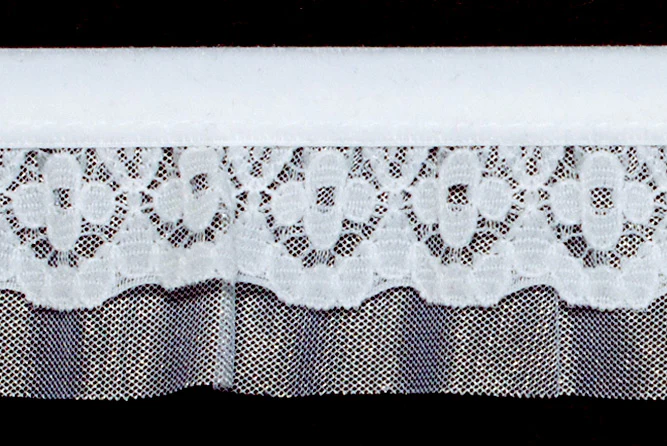 1 1/4" White Stretched Velvet & Lace (Made in England)