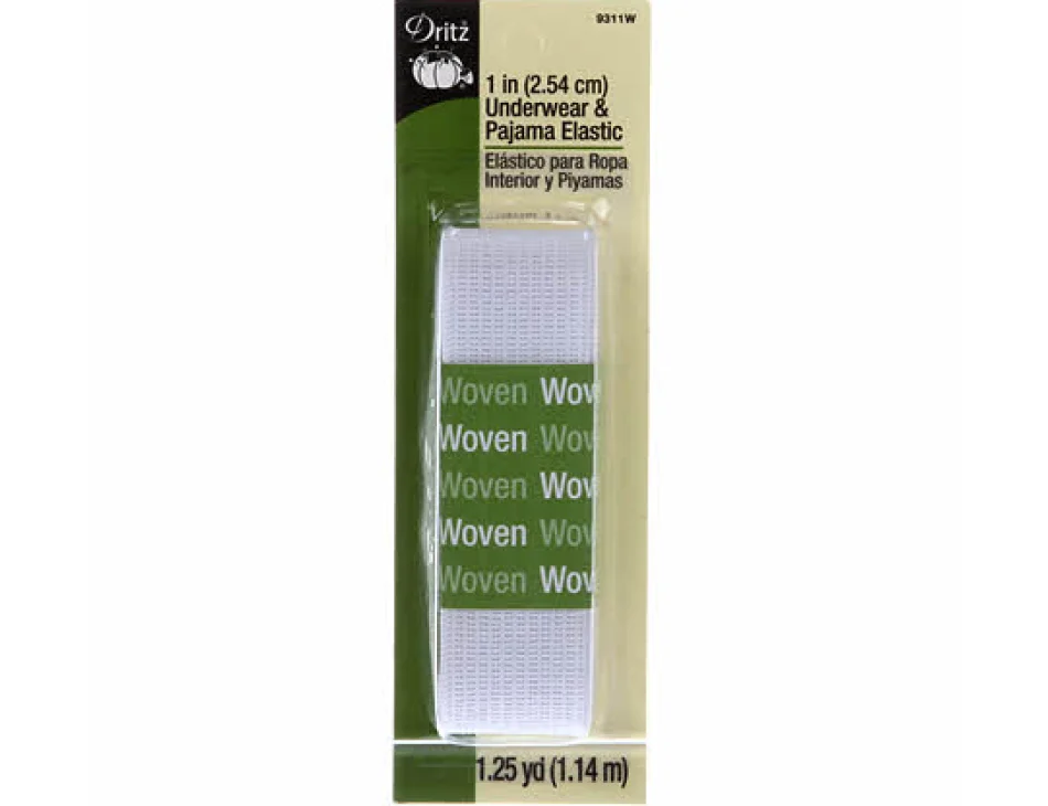 1" Underwear & Pajama Elastic White 9311W