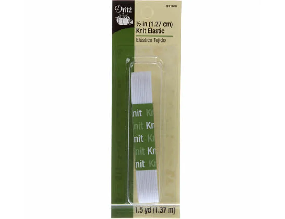 1/2" Knit Elastic White 9316W