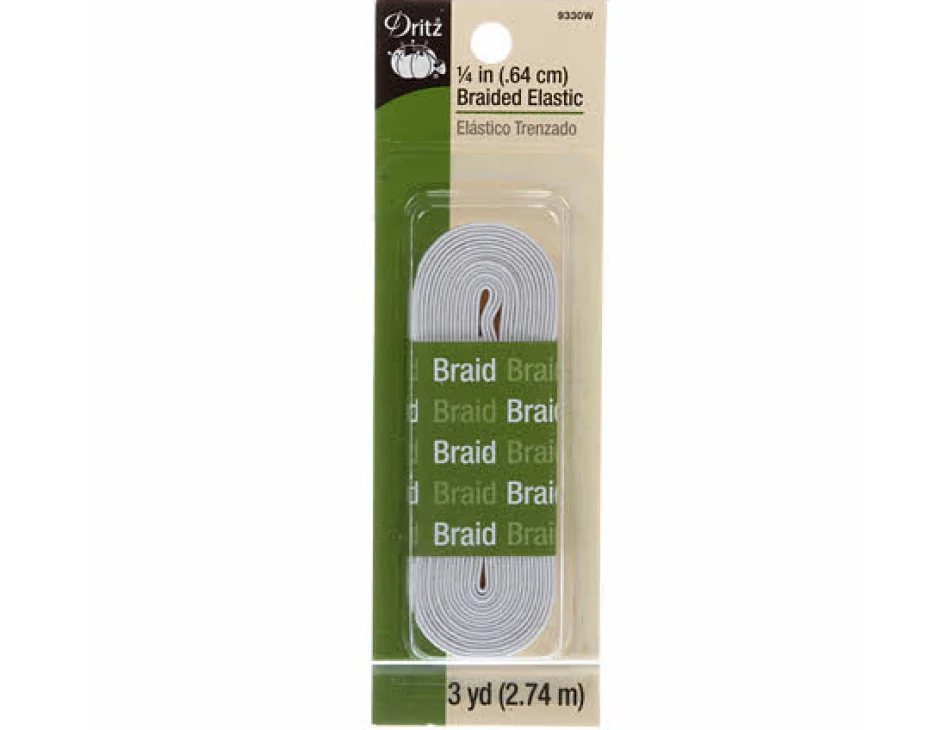 1/4" Braided Elastic White 9330W