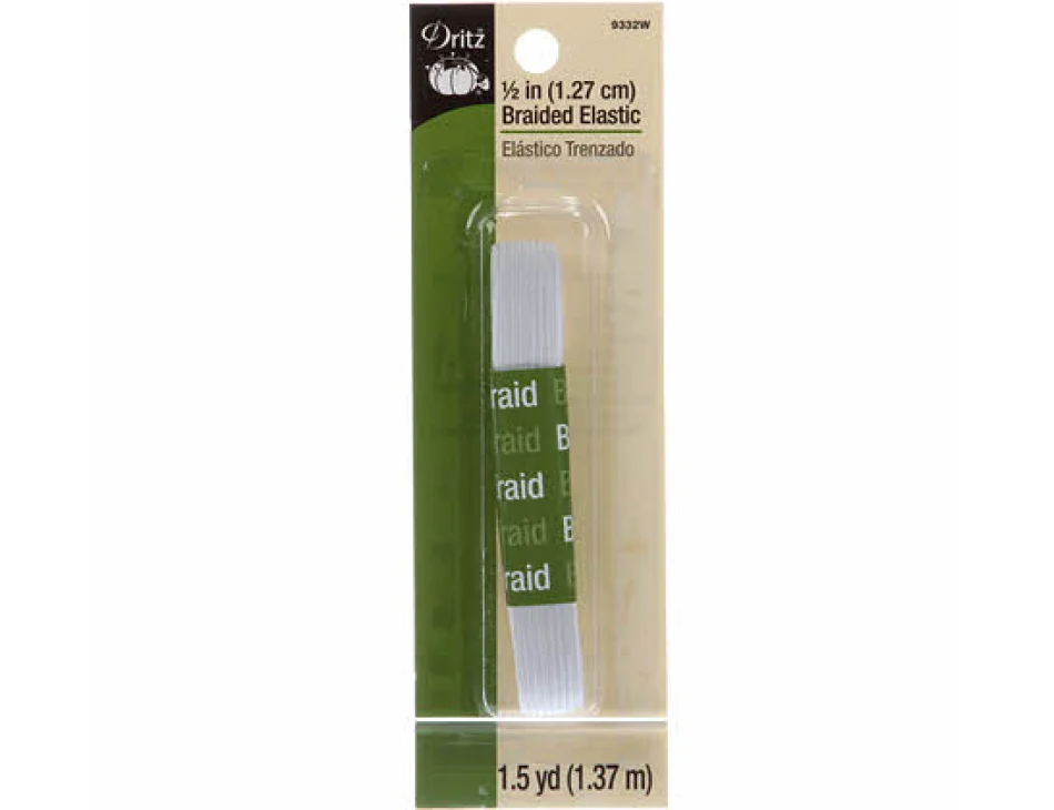 1/2" Braided Elastic White 9332W