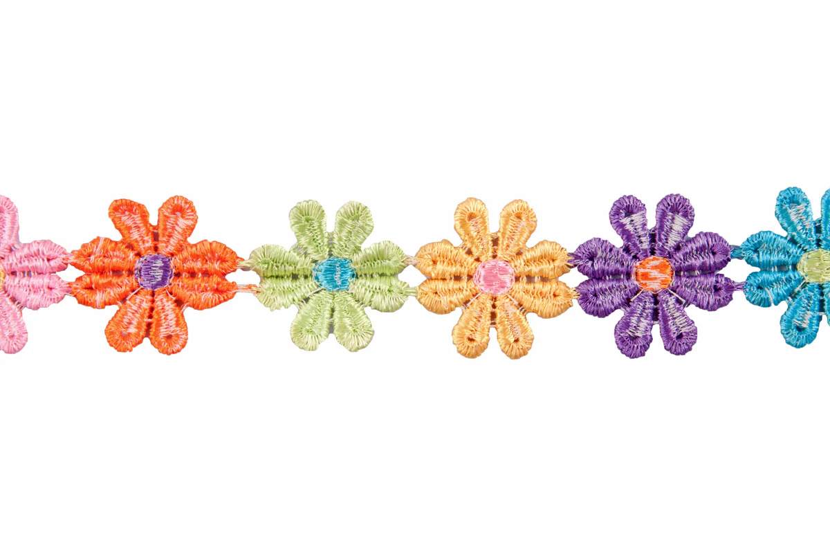Guipure Daisy Lace Trim: 25mm: Multi-coloured