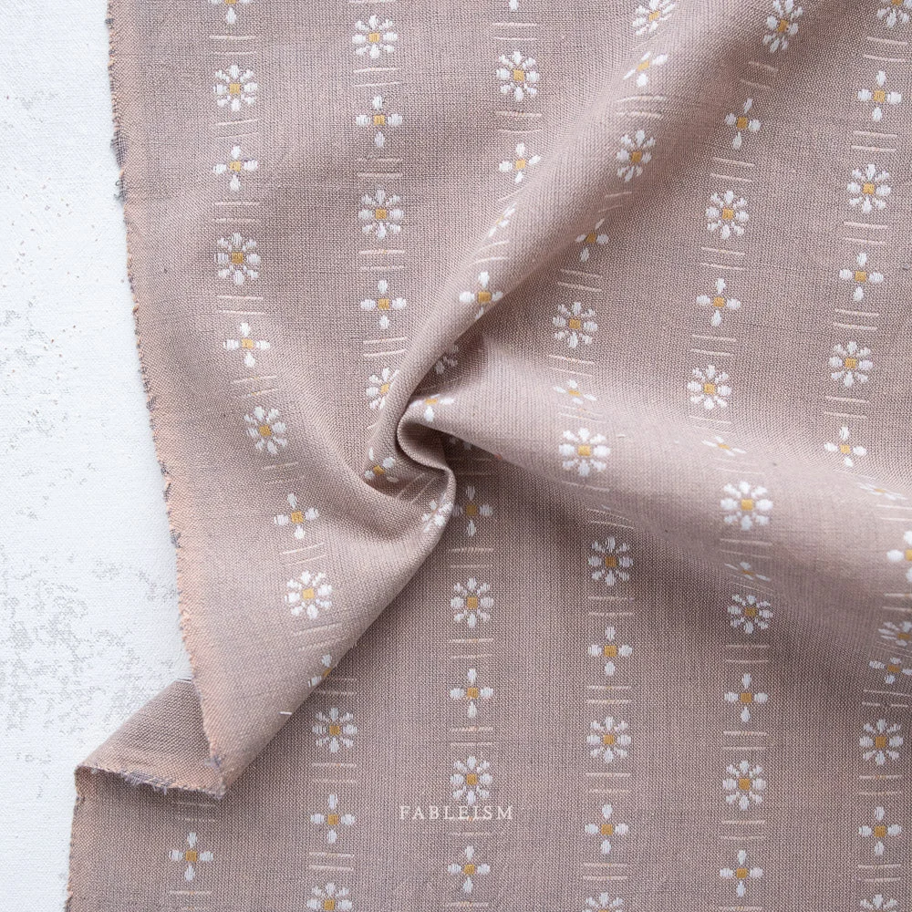 Cotton Woven - Woven White Daisies in Dove