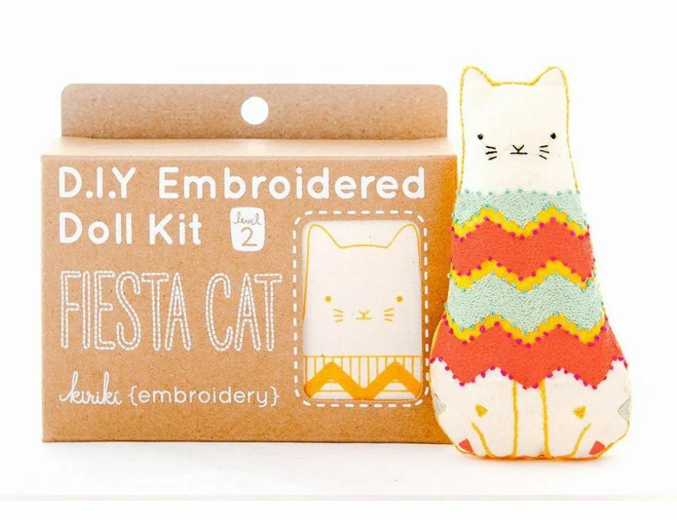 Fiesta Cat Embroidered Doll Kit