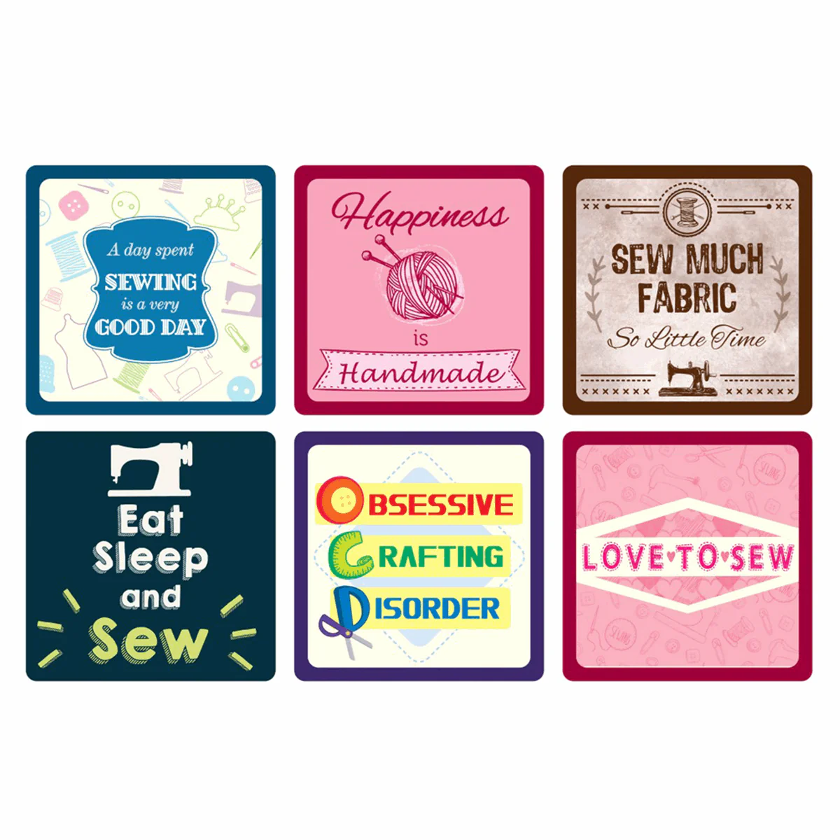 Sewing Themed Coasters Set Of Six