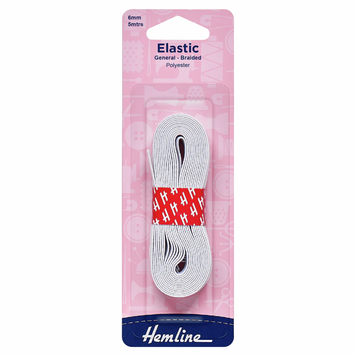 Elastic: General Purpose Braided: White 5 Metres x 6mm Wide
