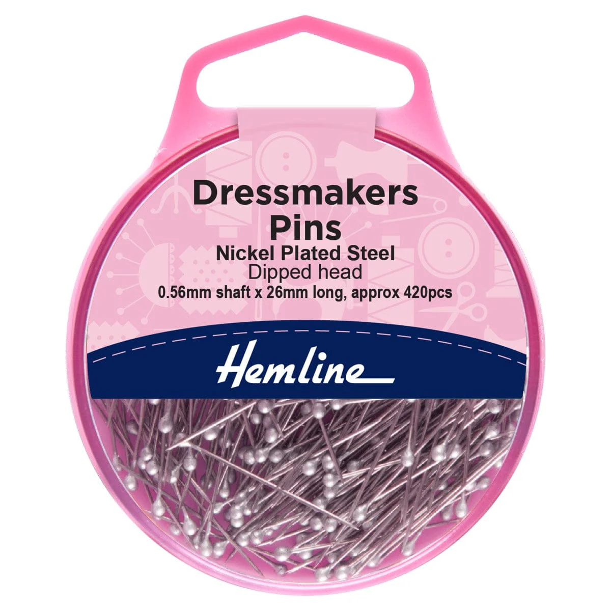 Pins: Dressmaker's: Dipped Head: 26mm: Nickel: 420 Pieces