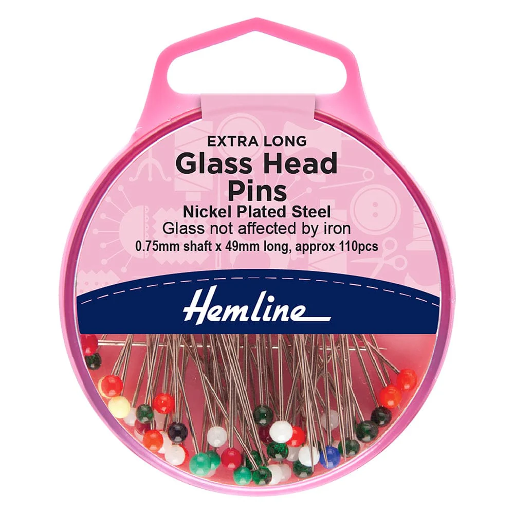 Pins: Glass Head: 49mm (Extra long): Nickel: 110 Pieces