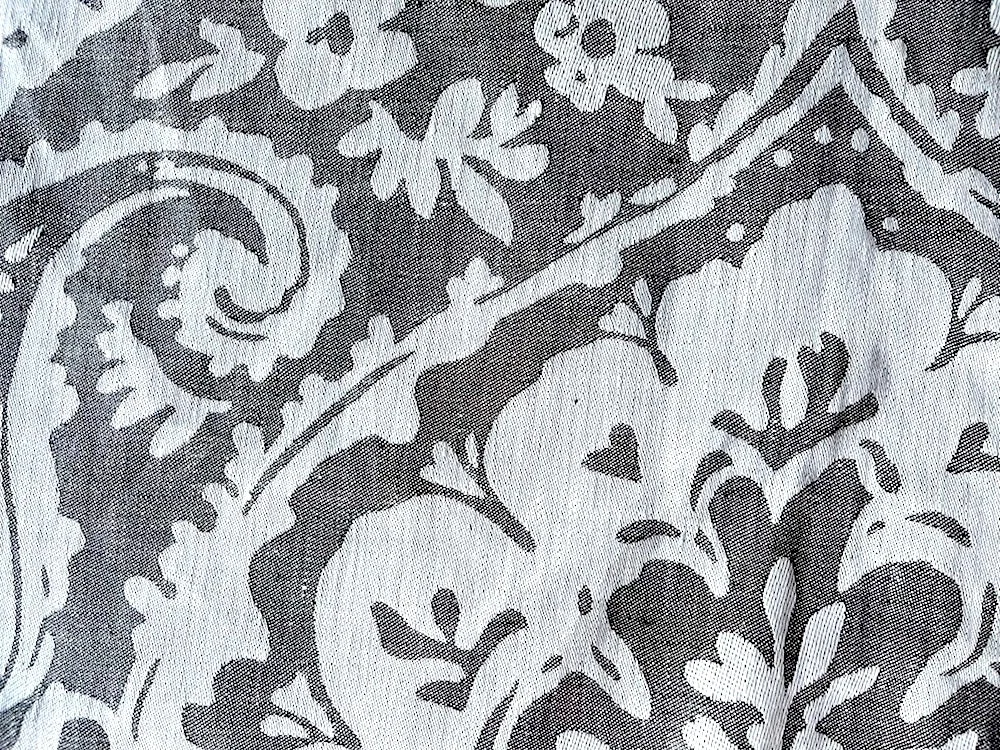Reversible Paisley Whale Grey & White Linen Damask (Made in Europe)