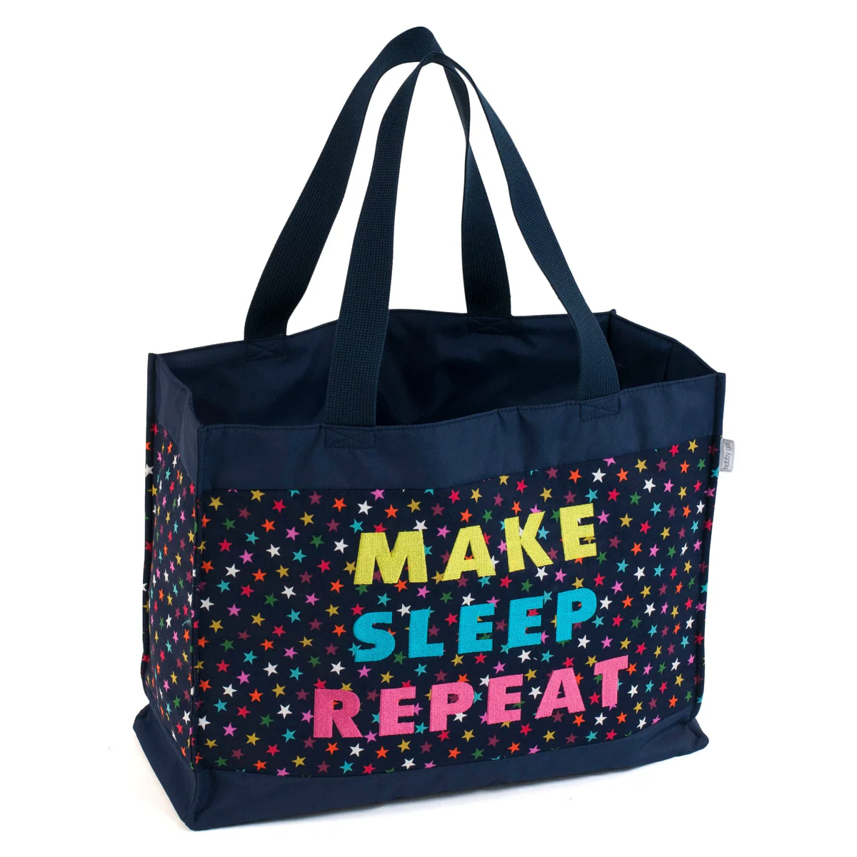 Craft Tote Bag: Make Sleep Repeat: Blue cotton